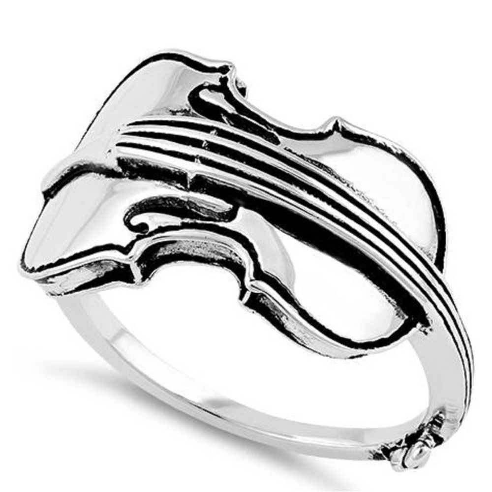 Silver Violin Viola Cello Ring Size 7